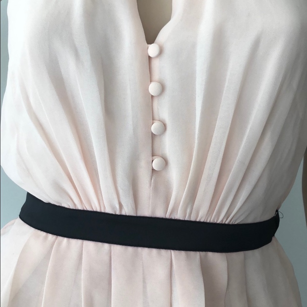 Bebe new halter top soft pink blush black peplum beads XS S - Picture 6 of 7